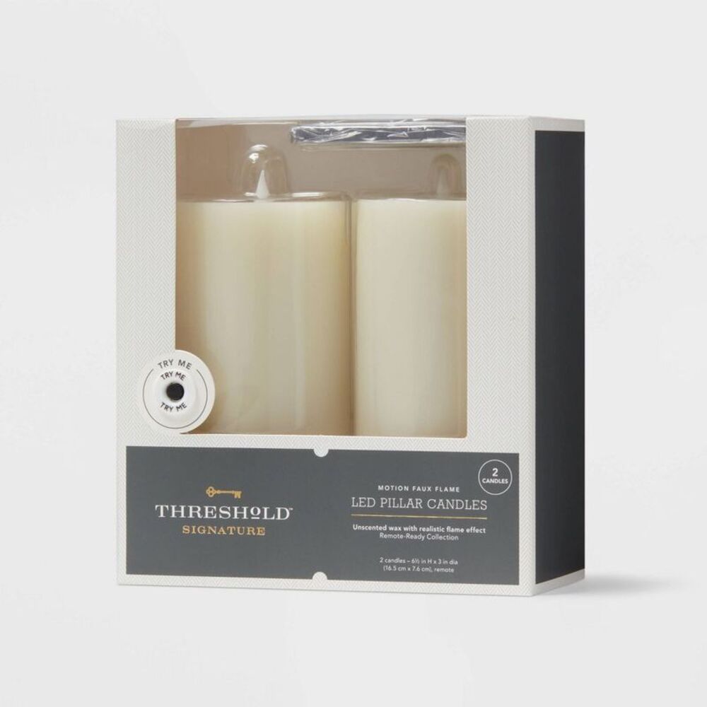 Threshold - 2pc Threshold 3" x 6" LED Flameless Flickering Whi Cream